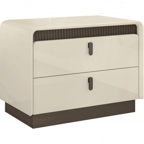 Valencia Nightstand in Beige Lacquer & Taupe Finish (Set of 2)